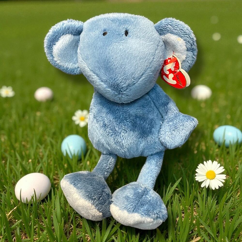Ty Classics Jazzy Blue Mouse Plush Stuffed Animal 2005 Collection Toy 10" VTG